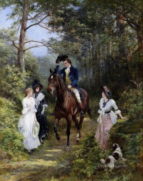 El encuentro en el Bosque Heywood Hardy montando a caballo Pinturas al óleo